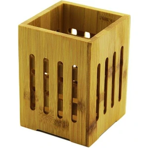 Ahşap Bambu Kare Kaşıklık Organizer