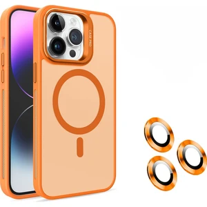 iPhone 14 Pro Uyumlu Lens Koruma Hediyeli Magsafe  Destekli Kamera Standlı Premium Buzlu Kılıf