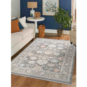 Konfor Halı Rustik 2223 Klasik Vintage Salon Gri Country Mutfak Halısı Tozumaz Yumuşak Makine Halısı 100x200