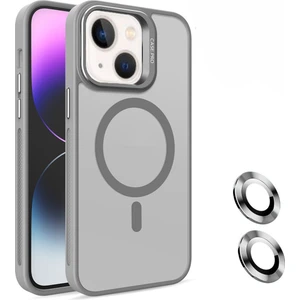 iPhone 14 Uyumlu Lens Koruma Hediyeli Magsafe  Destekli Kamera Standlı Premium Buzlu Kılıf