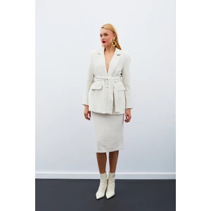 Midi Boy Tüvit Etek - Taş