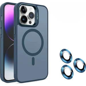 iPhone 14 Pro Uyumlu Lens Koruma Hediyeli Magsafe  Destekli Kamera Standlı Premium Buzlu Kılıf