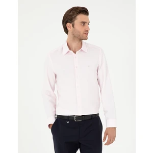 Pierre Cardin Erkek Açık Pembe Slim Fit Armürlü Uzun Kollu Gömlek 50294742-VR078