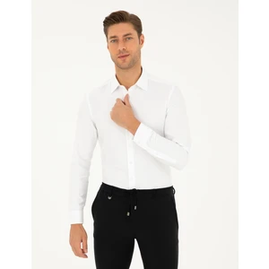 Pierre Cardin Erkek Beyaz Armürlü Slim Fit Uzun Kollu Gömlek 50294742-VR013