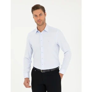 Pierre Cardin Erkek Açık Mavi Armürlü Slim Fit Uzun Kollu Gömlek 50294742-VR003