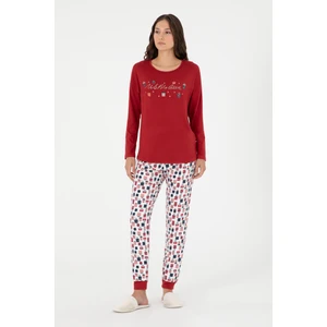 U.S. Polo Assn. Kadın Bordo Pijama Takım 50303402-VR014