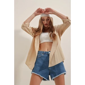 Birru Butik Bigdart 3900 Oversize Uzun Basic Gömlek