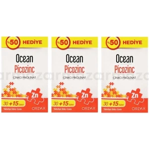 Orzax Ocean Picozinc Çinko Pikolinat 30 + 15 Tablet x 3 Adet
