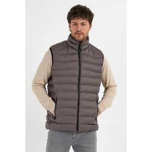 Dik Yaka Slim Fit Erkek Bej Casual Yelek