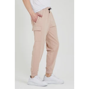 Kargo Cepli Jogger Fit Erkek Pudra Eşofman Altı