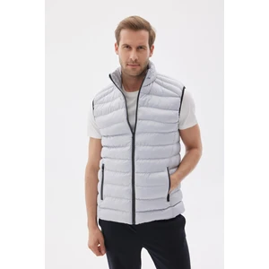 Dik Yaka Slim Fit Erkek Gri Casual Yelek