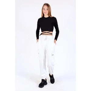 4285A Paça Lastikli Kargo Cep Eşofman Beyaz