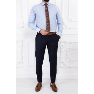 Paco Romano Erkek Slim Fit Dar Yaka Uzun Kol 6 Drop Mavi Gömlek
