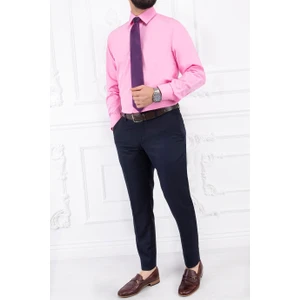 Paco Romano Erkek Slim Fit Dar Yaka Uzun Kol 6 Drop Pembe Gömlek