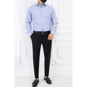 Paco Romano Erkek Slim Fit Dar Yaka Uzun Kol 6 Drop Mavi Gömlek