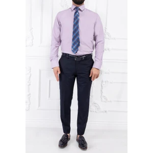 Paco Romano Erkek Slim Fit Dar Yaka Uzun Kol 6 Drop Açık Lila Gömlek