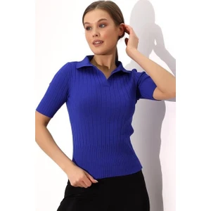 Irmak Kerekli Polo Yaka Triko Bluz  6335