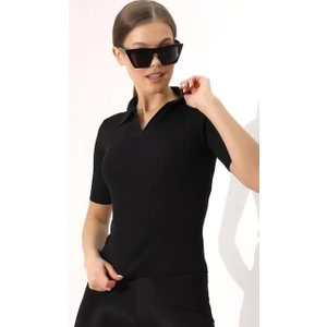 Irmak Kerekli Polo Yaka Triko Bluz  6335