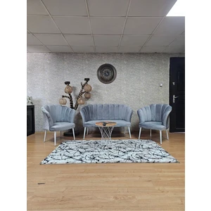 Papatya Çay Seti Koltuk Takımı Beyaz Boyalı Sivriltme Ayak, Balkon, Salon, Ofis, Cafe Koltuk Takımı