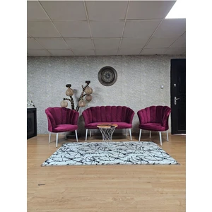 Papatya Çay Seti Koltuk Takımı Beyaz Boyalı Sivriltme Ayak, Balkon, Salon, Ofis, Cafe Koltuk Takımı