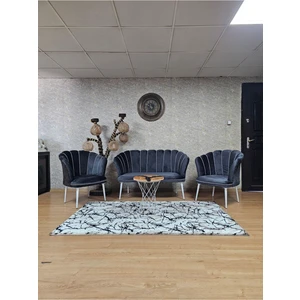 Papatya Çay Seti Koltuk Takımı Beyaz Boyalı Sivriltme Ayak, Balkon, Salon, Ofis, Cafe Koltuk Takımı