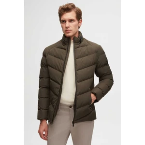 Twn Slim Fit Haki Gizlenebilir Kapüşonlu Elyaf Dolgulu Rüzgar Geçirmez Mont