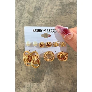 5 Çift Gold Halka Kelebek Bayan Küpe Seti EV23SR