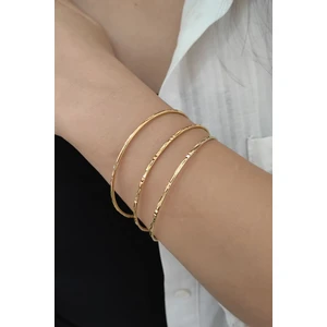3 Adet Gold Çelik Ajda Bilezik Halka Bayan Bileklik EV12SR-3