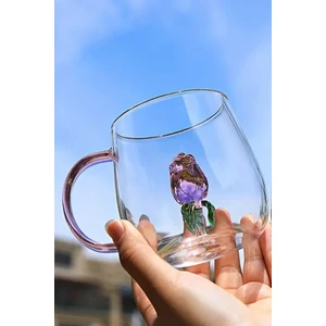 Gilli Store Borasilikat Kulplu Kahve Bardağı Su Bardak 4d Papatya Figürlü Isıya Dayanıklı Kawaii Kupa 350ML