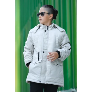 Pina Kids Oxford Çıkarılabilir Kapüşonlu İçi Polarlı Erkek Çocuk Mont