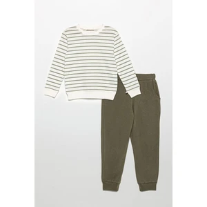 For You Kids Çizgili Sweatshirt Jogger Yeşil Alt Üst Takım