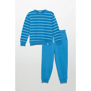 Çizgili Sweatshirt Jogger Mavi Alt Üst Takım