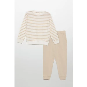 For You Kids Çizgili Sweatshirt Jogger Taş Alt Üst Takım