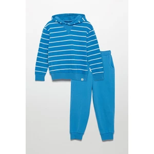 For You Kids Çizgili Kapişonlu Jogger Mavi Alt Üst Takım