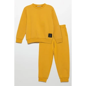 For You Kids Etiket Detaylı Sweatshirt Jogger Sarı Alt Üst Takım