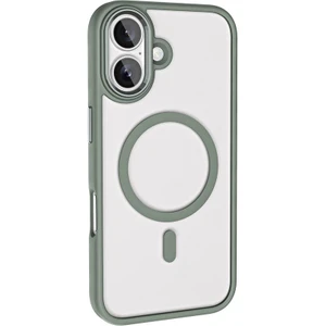 Apple iPhone 16 Kılıf Wireless Şarj Özellikli Buttom Magsafe Silikon Kapak Gri