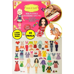 Lizzy Games Mıknatıslı Kız Giydirme Eğitici Oyun Seti - 2 Model Bebek 21 cm + 45 Parça Kıyafet Aks.
