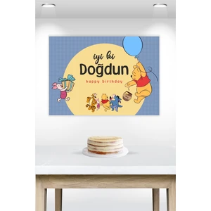 Neşeli Günlerim Winnie The Pooh Temalı Doğum Günü * Branda Afiş 50X70 cm