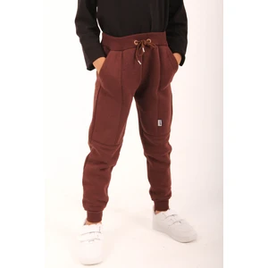 Kalın Jogger Cepli Unisex Çocuk Eşofman Altı Kahverengi