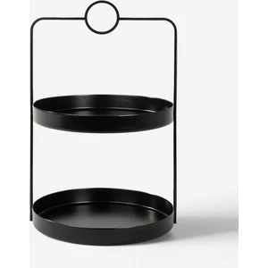 2 Katlı Siyah Metal Organizer - Çok Amaçlı Düzenleyici - Luna Daire