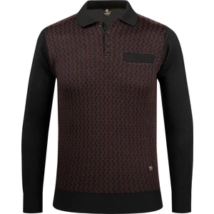 Çizgi Triko Erkek Polo Yaka Triko Kazak Desenli Kol ve Bel Lastikli Çelik Örgü Klasik Kalıp - 5006F