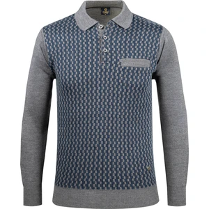 Çizgi Triko Erkek Polo Yaka Triko Kazak Desenli Kol ve Bel Lastikli Çelik Örgü Klasik Kalıp - 5006F