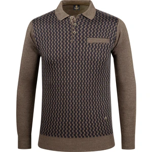 Çizgi Triko Erkek Polo Yaka Triko Kazak Desenli Kol ve Bel Lastikli Çelik Örgü Klasik Kalıp - 5006F