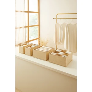 Ocean Home Textile 4'lü Bölmeli Petek Bej Çekmece İçi Dolap Çamaşır Düzenleyici Katlanır Saklama Kutusu Organizer Set