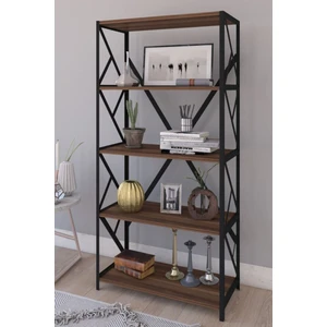 Tekno Trust 5 Metal Kitaplık 5 Raflı Ofis Kitaplığı Kitap Dosya Rafı Ceviz Klasik Klasik Metal 30 cm Suntalam 7