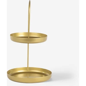 Yuvarlak Tabanlı Gold Metal Organizer - Iki Katlı Takı, Makyaj Standı - Misbon