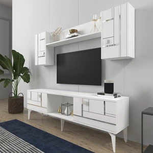 Demonte Decor Madera 150 cm Tv Ünitesi Takımı Beyaz-Gümüş