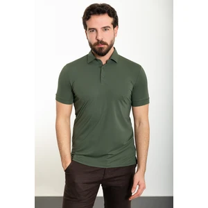 Düz Haki Slim Fit Polo Yaka Erkek T-Shirt