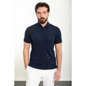 Düz Lacivert Slim Fit Polo Yaka Erkek T-Shirt