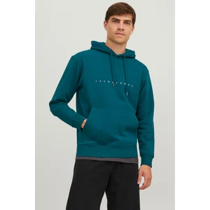 Jack & Jones Jjestar Jj Sweat Hood Noo Petrol Erkek Sweatshirt